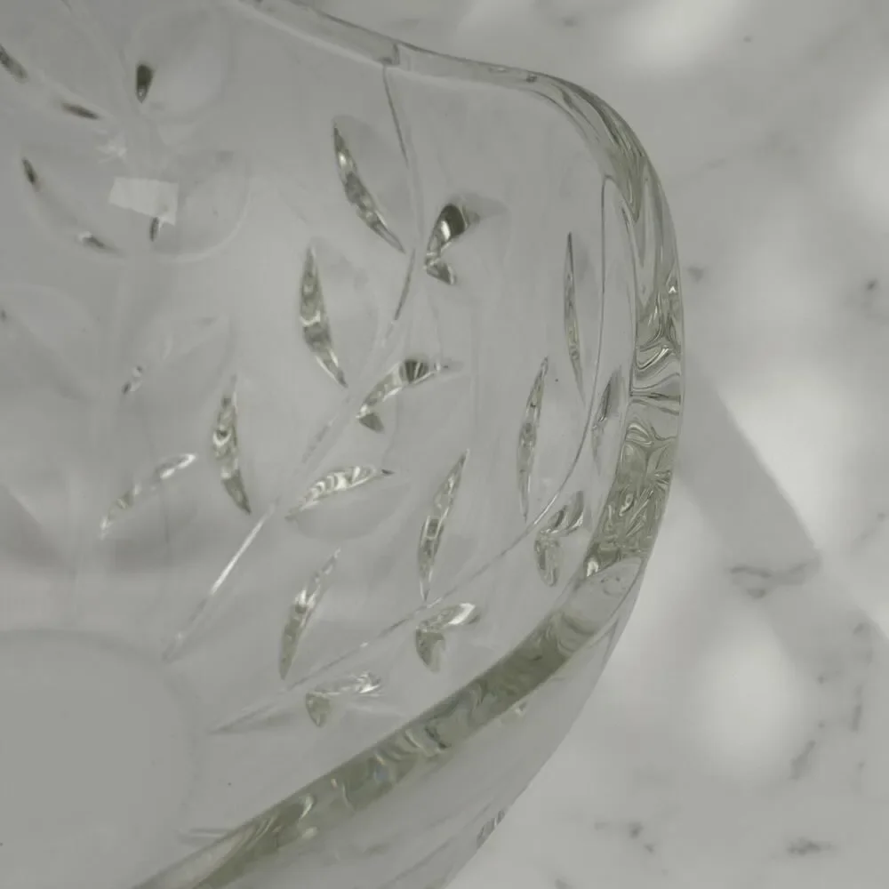 Tiffany & Co. Crystal Floral Vine Bowl 9.5 Inches Wide 4.5” High